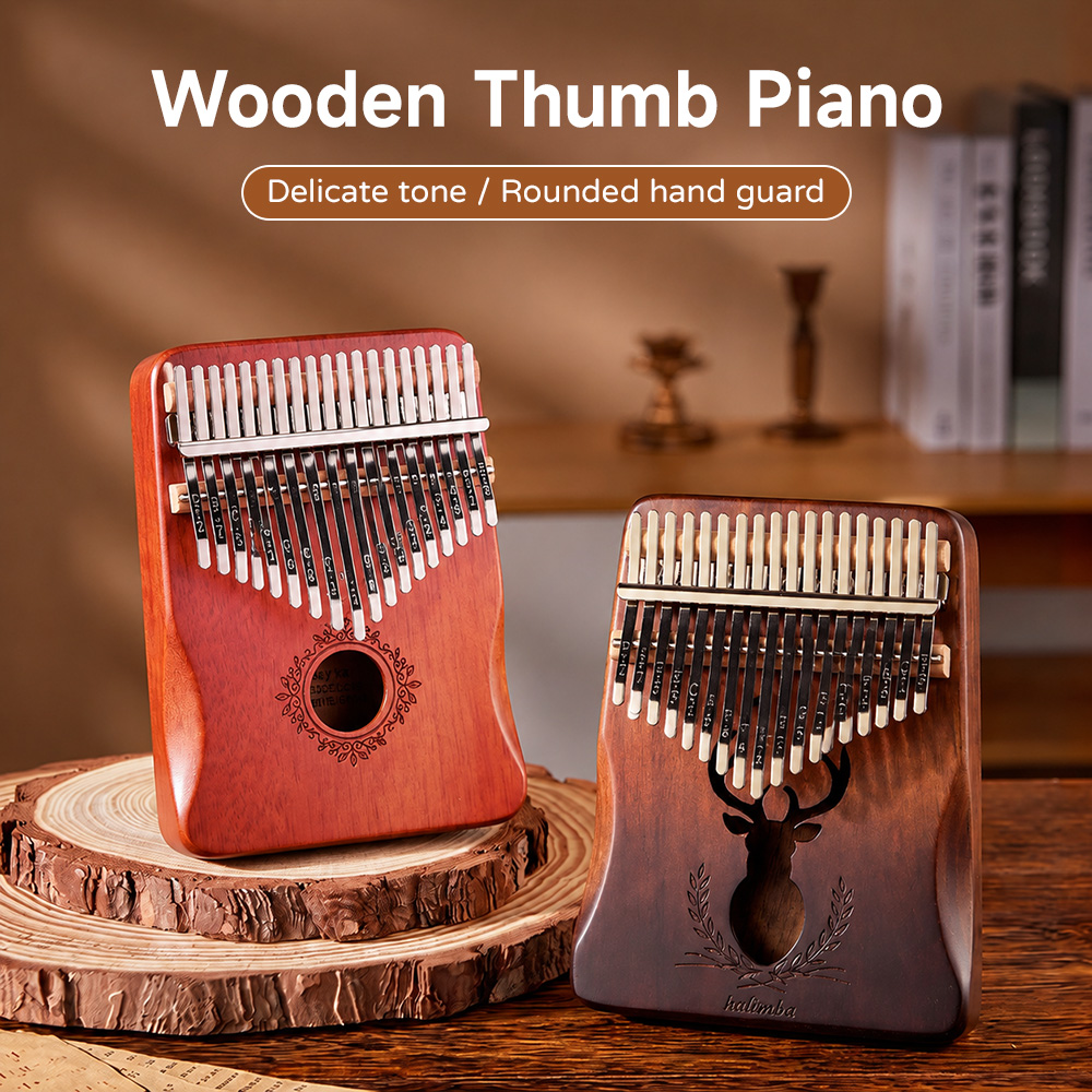 Kalimba Thumb Piano - Kalimba de Mogno com 21 Teclas,