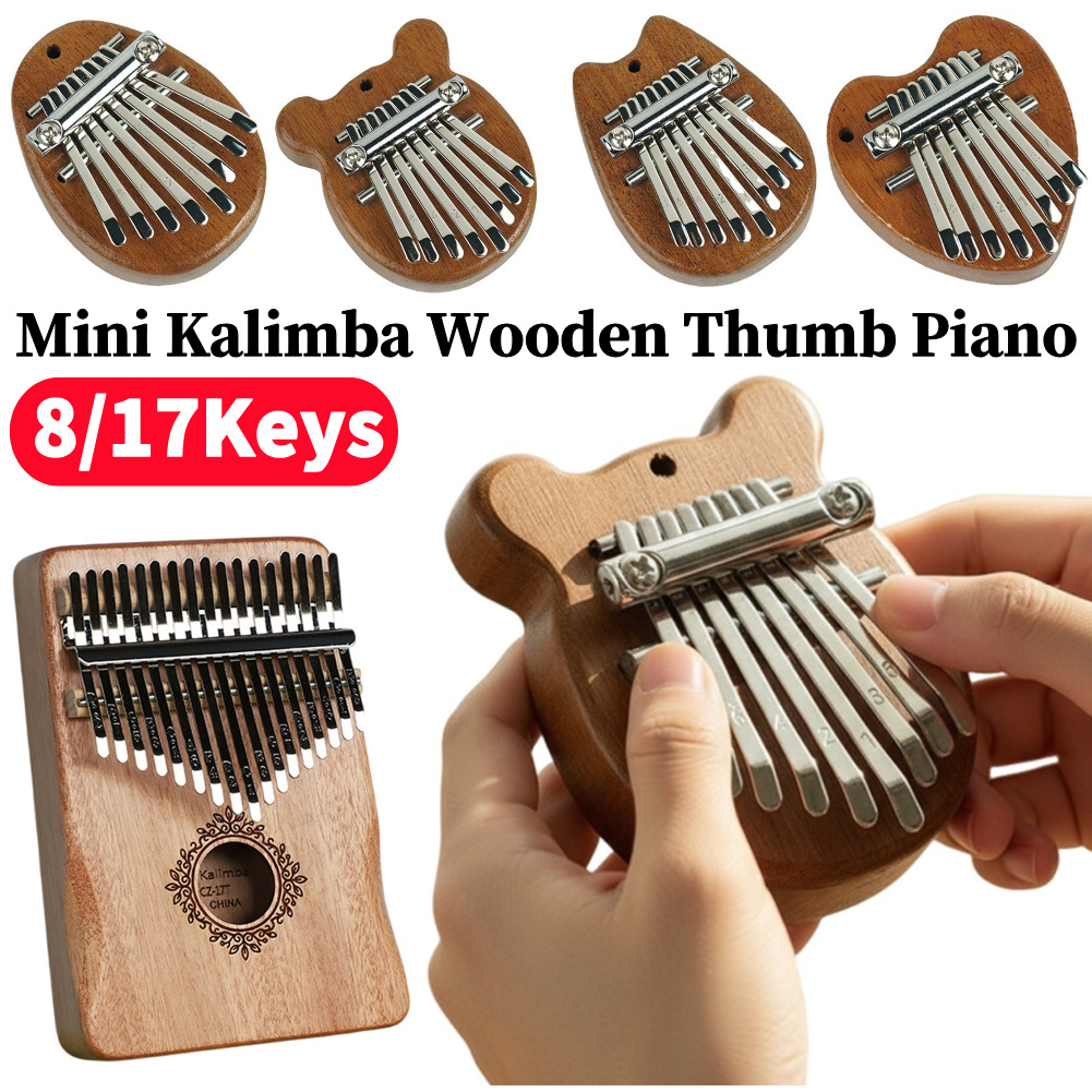 Kalimba Thumb Piano - Mini Kalimba de Madeira 8/17 Teclas,