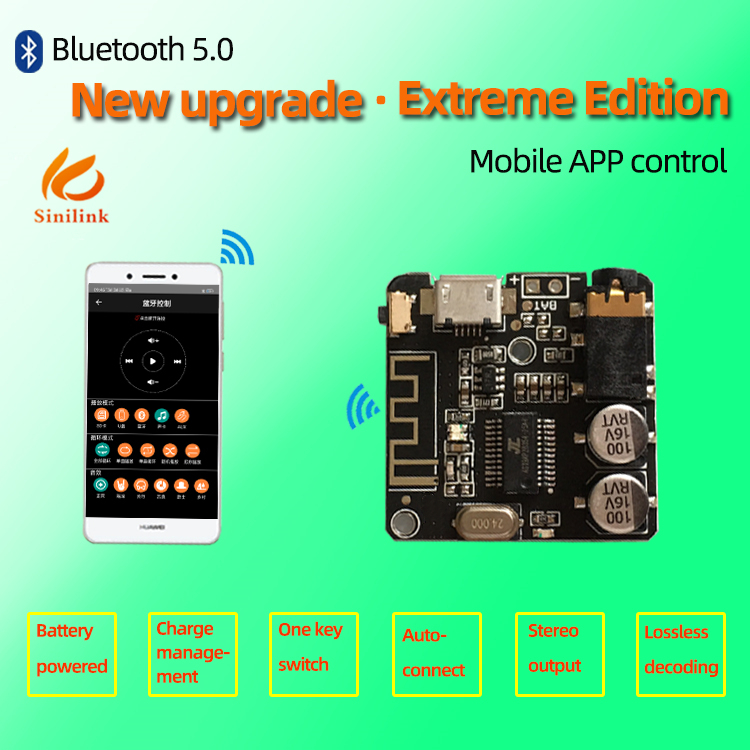 Audio Music Player App - Placa de Áudio Bluetooth-5.0 MP3 TZT
