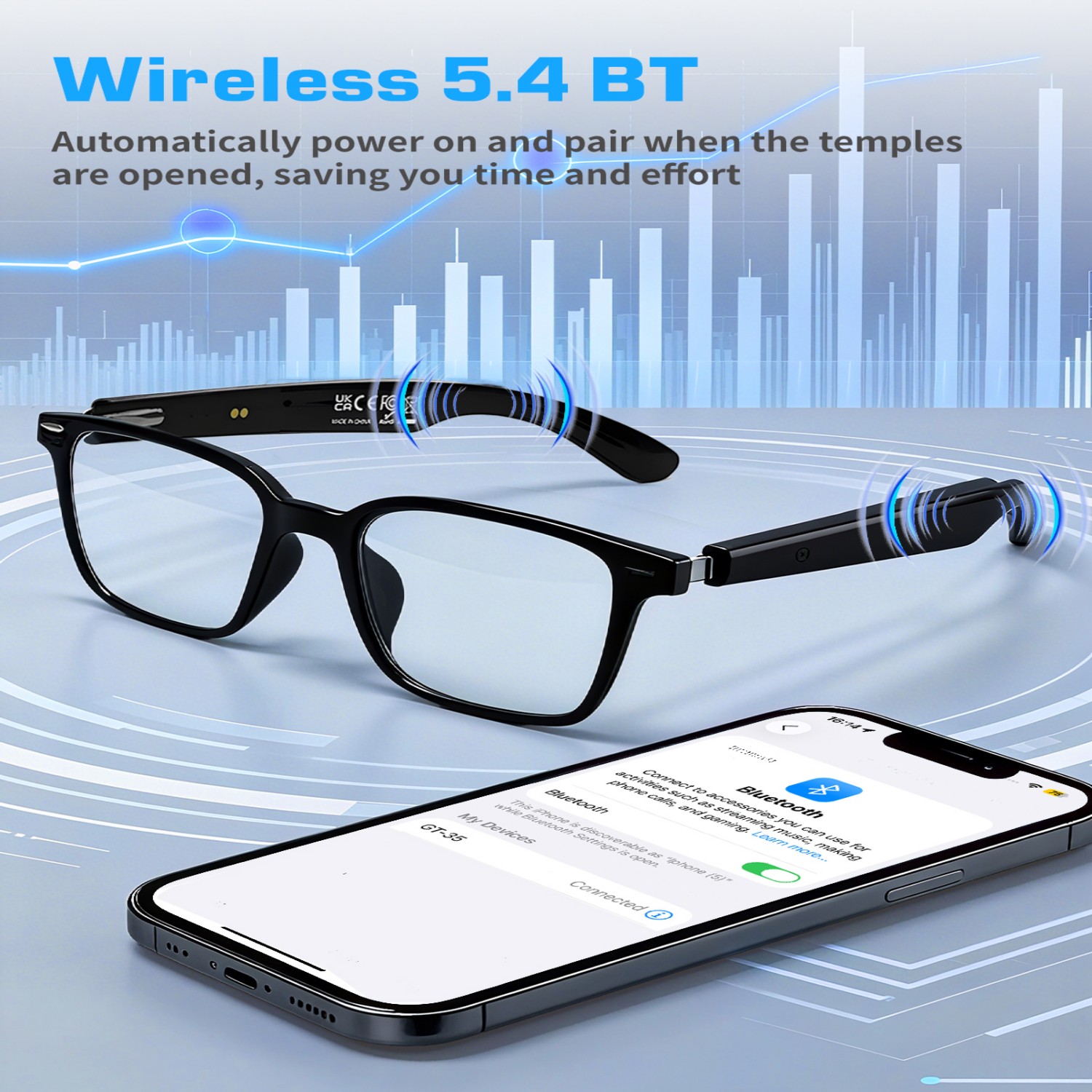 Audio Music Ai - Óculos Inteligentes GT35 com Tradução por