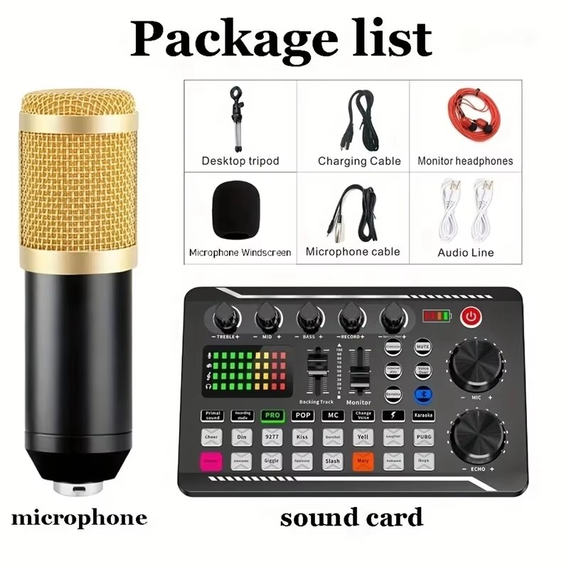 Audio Music Changer - Microfone condensador profissional, sem fio, bluetooth,